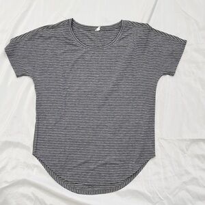 Lucy Final Reps Short Sleeve Tee—Medium—Gray/Black Stripes